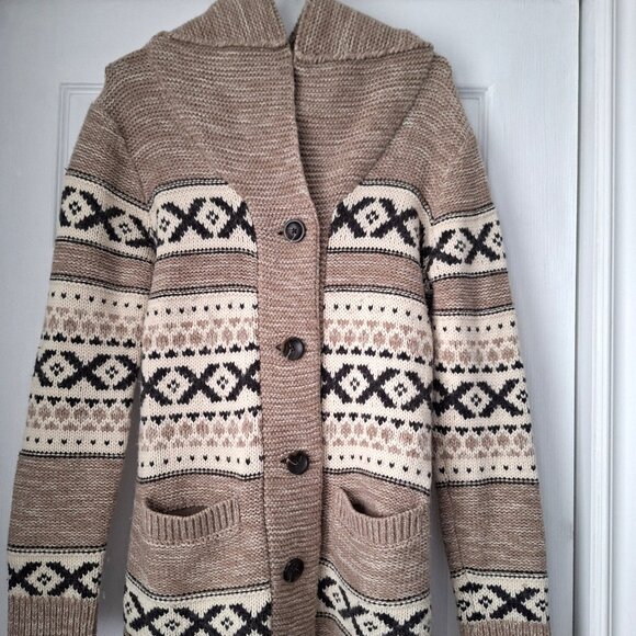 Sansara Brown, Beige and Cream Button Down Knit Cardigan - Picture 1 of 8